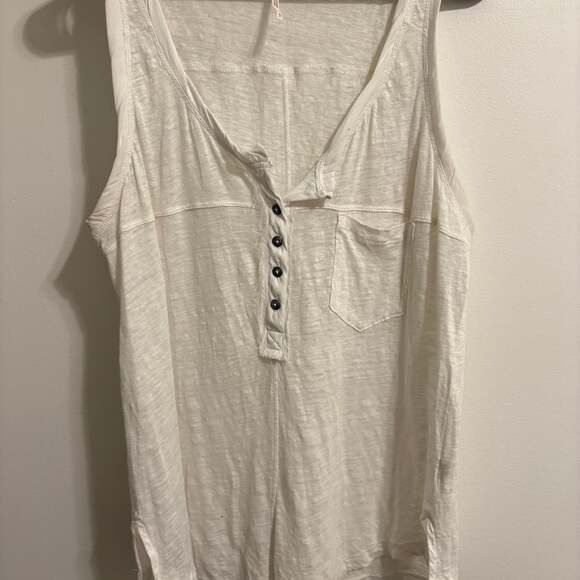 Free People Tops - Free People Love Language Solid Henley Tank Top in Ivory Small